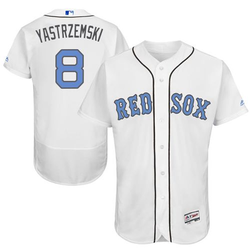 Red Sox #8 Carl Yastrzemski White Flexbase Authentic Collection Father's Day Stitched MLB Jersey